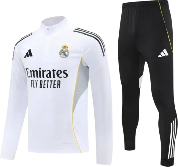 Спортивный костюм Реал Мадрид (Real Madrid) 2025-2026 бело-черно-серо-желтый F0475