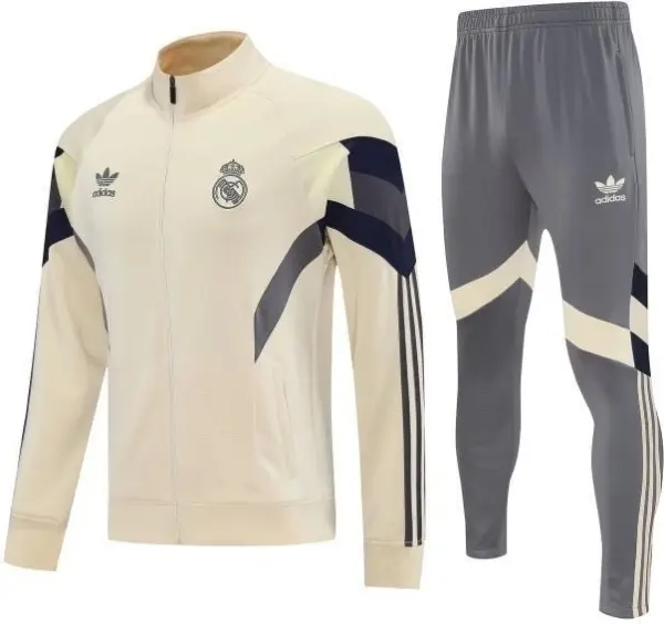 Спортивный костюм Реал Мадрид (Real Madrid) 2024-2025 бежево-серый F0440