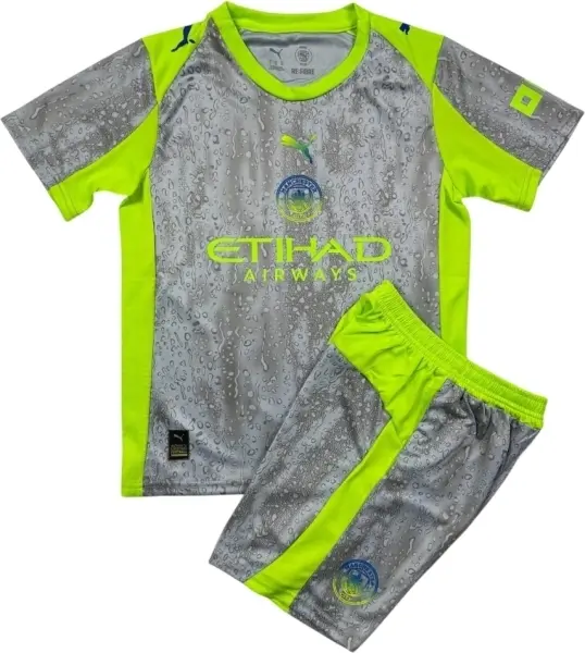 Футбольная форма Манчестер Сити (Manchester City) 2025-2026 резервная серо-салатовая F0432