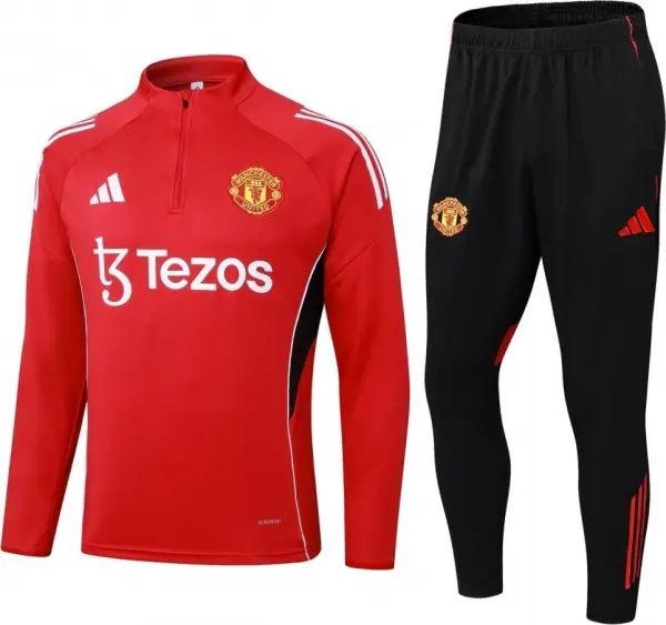 Спортивный костюм детский Манчестер Юнайтед (Manchester United) 2025-2026 красно-черный F0522
