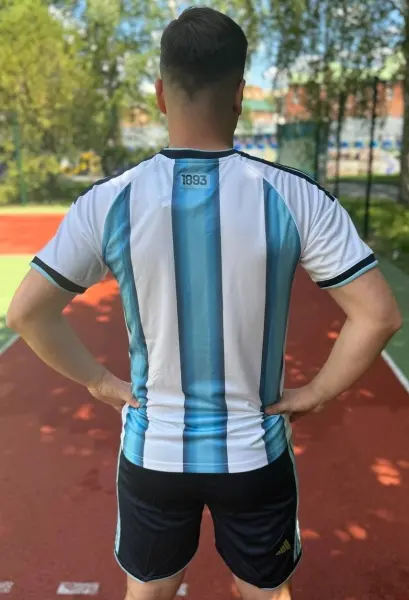 Футбольна форма збірної Аргентини 2026 Чемпіонат світу домашня біло-блакитно-чорна F0578
