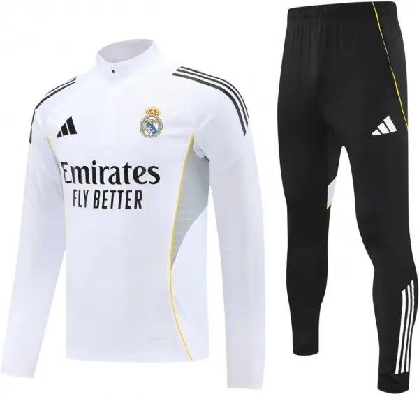 Спортивний костюм дитячий Реал Мадрид (Real Madrid) 2025-2026 біло-чорно-сіро-жовтий F0606