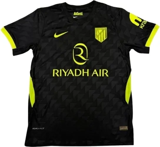 Футболка Атлетико Мадрид (Atletico Madrid) 2026-2027 виїзна чорно-лимонна F0665
