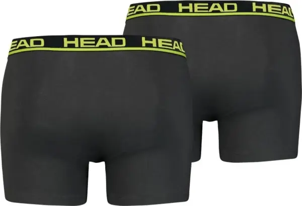 Трусы (боксерки) Head BASIC BOXER 2P темно-серо-лаймовые (2 штуки) 701202741-009