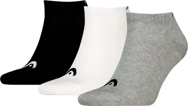 Шкарпетки Head ALL SPORTS TRAINING SNEAKER 3P білі, сірі, чорні (3 пари) 701229018-004