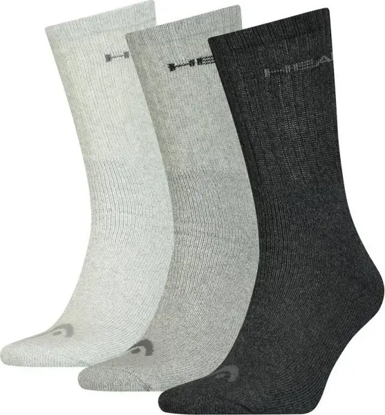 Шкарпетки Head CREW 3P UNISEX світло-сірі, сірі, чорні (3 пари) 701213456-001