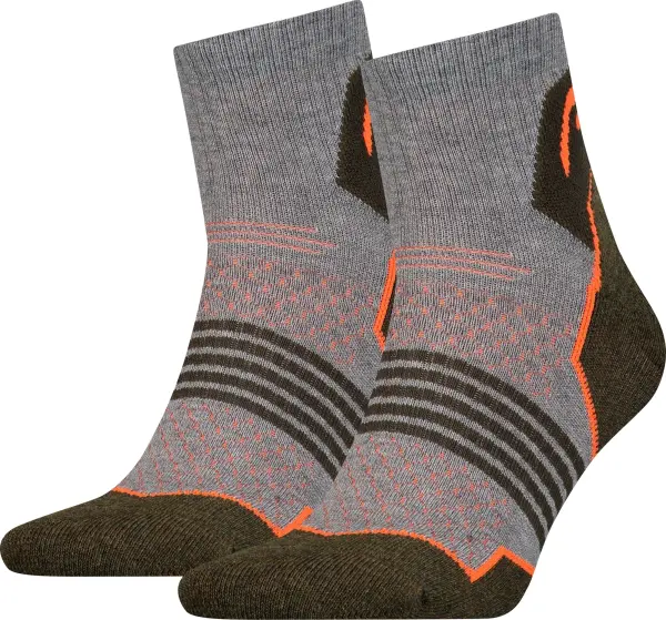 Носки Head HIKING QUARTER 2PPK UNISEX серо-оливково-оранжевые (2 пары) 781002001-159