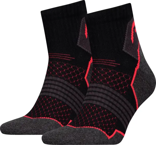 Носки Head HIKING QUARTER 2PPK UNISEX черно-серо-красные (2 пары) 781002001-232