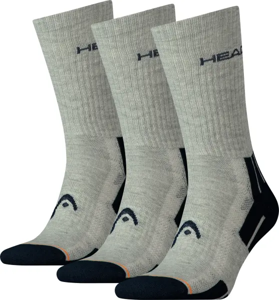 Носки Head PERFORMANCE CREW 3PPK UNISEX серо-темно-сине-оранжевые (3 пары) 741020001-650