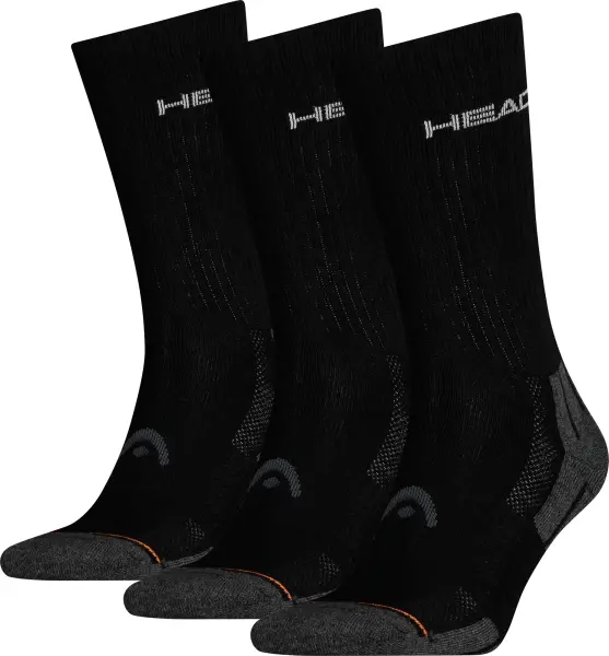 Носки Head PERFORMANCE CREW 3PPK UNISEX черно-темно-серо-оранжевые (3 пары) 741020001-200