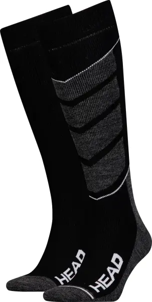 Носки Head UNISEX SKI V-SHAPE KNEEHIGH 2PPK черно-темно-серо-белые (2 пары) 791004001-213