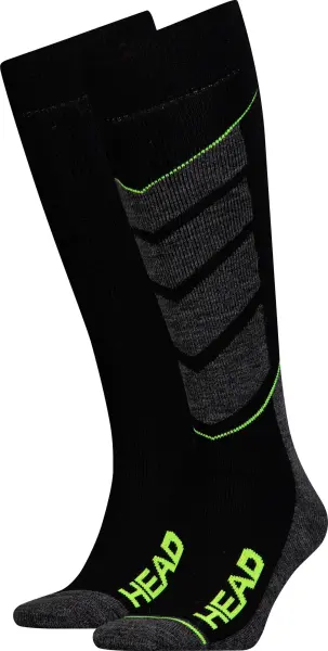 Шкарпетки Head UNISEX SKI V-SHAPE KNEEHIGH 2PPK чорно-темно-сіро-лаймові (2 пари) 791004001-817