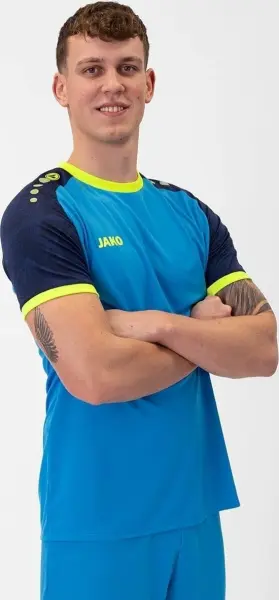 Футболка джерсі Jako ICONIC S/S блакитно-синьо-жовта 4224-444