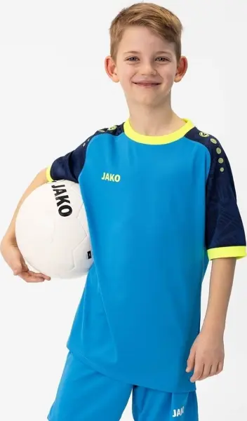 Футболка джерсі дитяча Jako ICONIC S/S блакитно-синьо-жовта 4224-444