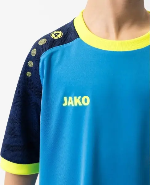 Футболка джерсі дитяча Jako ICONIC S/S блакитно-синьо-жовта 4224-444