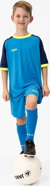 Футболка джерсі дитяча Jako ICONIC S/S блакитно-синьо-жовта 4224-444
