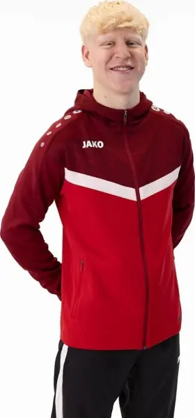 Олімпійка (мастерка) з капюшоном Jako ICONIC червоно-біло-бордова 6824-103