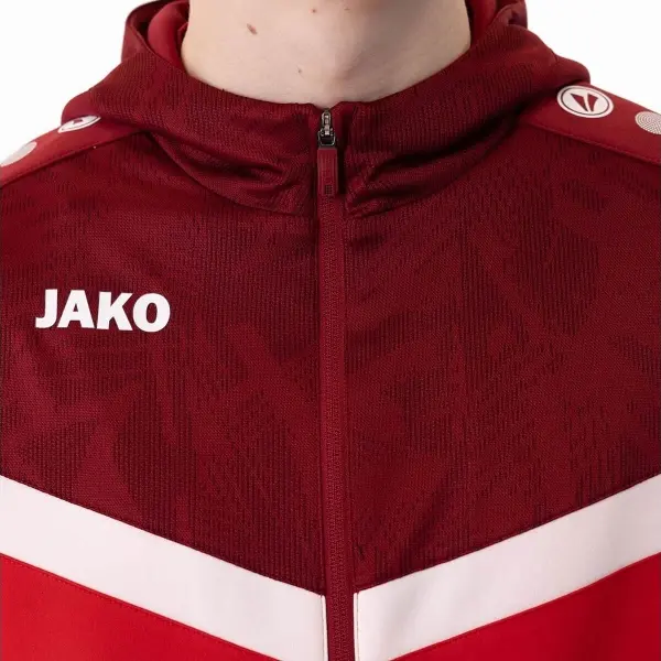 Олімпійка (мастерка) з капюшоном Jako ICONIC червоно-біло-бордова 6824-103