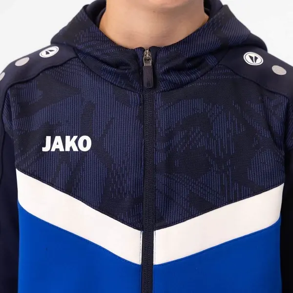 Олимпийка (мастерка) с капюшоном детская Jako ICONIC сине-бело-темно-синяя 6824-403