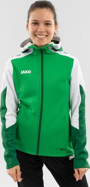 Олимпийка (мастерка) с капюшоном женская Jako DYNAMIC зелено-бело-темно-зеленая 6870D-204