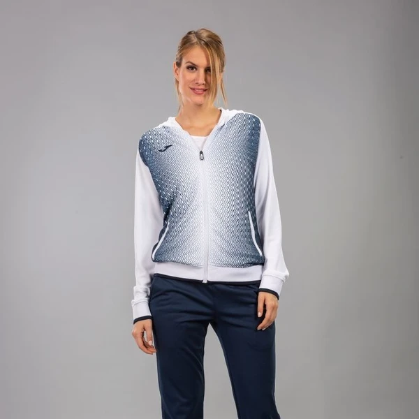 Олимпийка (мастерка) с капюшоном женская Joma SUPERNOVA 900891.203 бело-темно-синяя