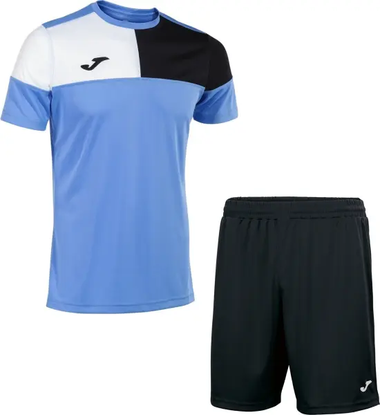 Комплект футбольної форми Joma CREW V блакитно-чорно-білий 103084.371_100053.100