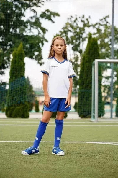 Комплект футбольної форми дитячий Kelme SEGOVIA біло-синьо-жовтий 8351ZB3158.9104