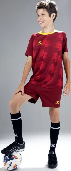 Комплект футбольної форми дитячий Kelme BRAGA бордово-жовтий 8351ZB3085.9603