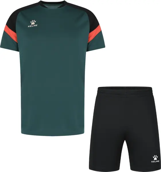 Комплект футбольной формы Kelme WARRIOR темно-зелено-черный 8151ZB1007.9365_7351ZB1255.9000