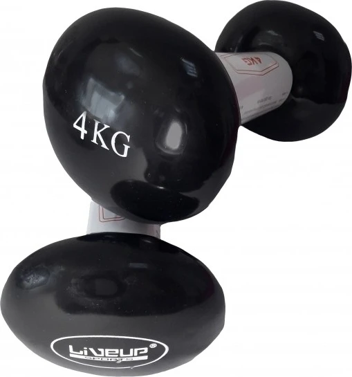 Гантели LiveUp VINYL DUMBBELL EGG HEAD черные (2 х 4,0 кг) LS2001-4