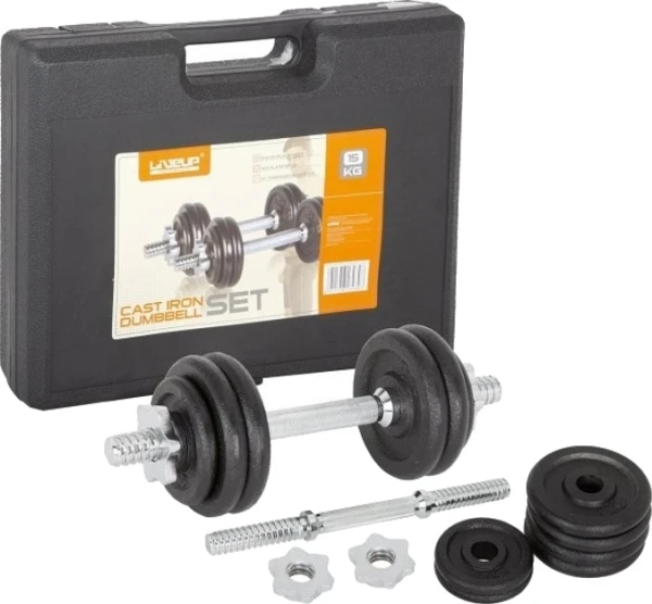 Набор гантелей LiveUp DUMBBELL SET черный (2 х 7,5 кг) LS2322B-15KGS