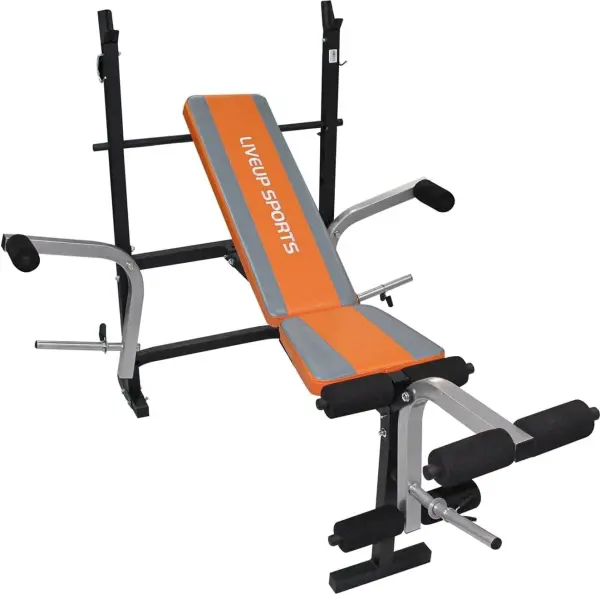 Лава тренувальна LiveUp FITNESS WEIGHT BENCH чорно-сіро-помаранчева LS1101