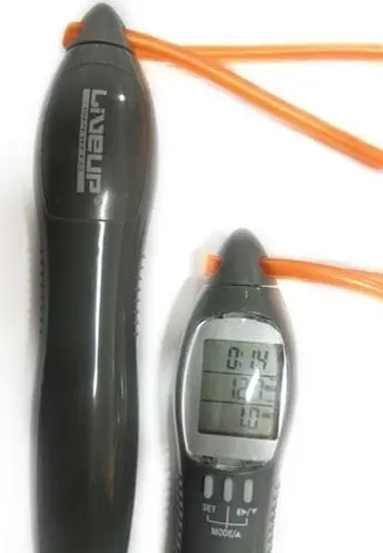 Скакалка с электронным счетчиком LiveUp ELECTRONIC JUMP ROPE оранжево-серая 275 см LS3123
