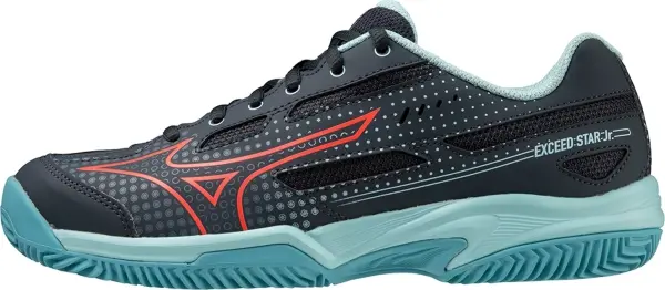 Кроссовки теннисные детские Mizuno EXCEED STAR JR CC черно-бирюзово-красные 61GC2255-12