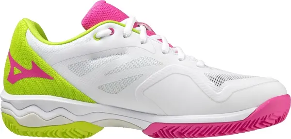 Кросівки тенісні жіночі Mizuno WAVE EXCEED LIGHT PADEL біло-рожево-лаймові 61GB2223-66