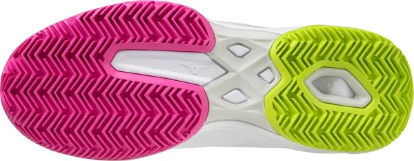 Кросівки тенісні жіночі Mizuno WAVE EXCEED LIGHT PADEL біло-рожево-лаймові 61GB2223-66