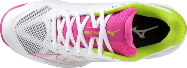 Кросівки тенісні жіночі Mizuno WAVE EXCEED LIGHT PADEL біло-рожево-лаймові 61GB2223-66