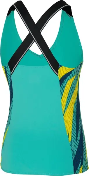 Майка для тенісу жіноча Mizuno PRINTED TANK бірюзово-жовто-темно-синя 62GA2201-13