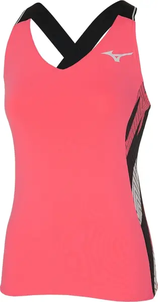 Майка для тенісу жіноча Mizuno PRINTED TANK коралово-біло-чорна 62GA2201-63