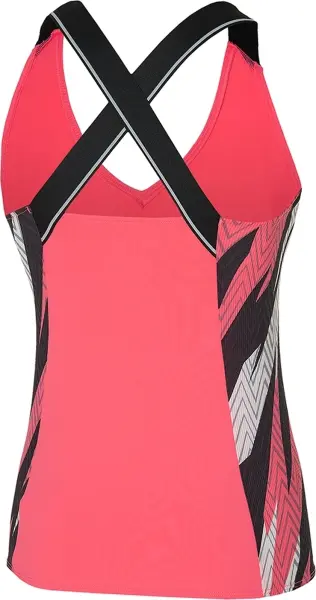 Майка для тенісу жіноча Mizuno PRINTED TANK коралово-біло-чорна 62GA2201-63