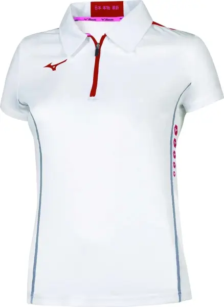 Поло женское Mizuno TEAM HEX RECT POLO бело-красное 62EA7201-76