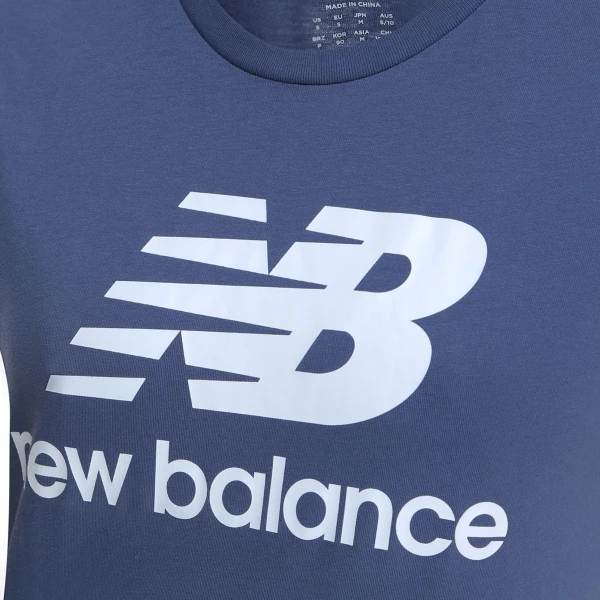 Футболка женская New Balance NB Essentials Stacked Logo синяя WT91546NSY