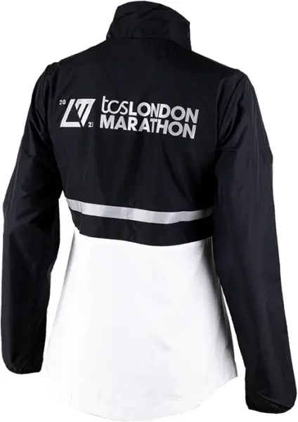Вітровка для бігу жіноча New Balance LONDON EDITION MARATHON JACKET чорно-біла WJ31201D