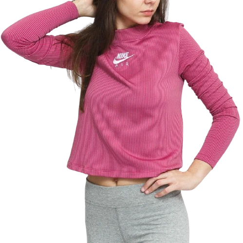 Футболки женская Nike NSW AIR MOCK LS RIB розово-серая CZ8634-531