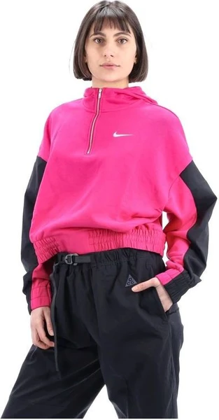 Реглан жіночий Nike NSW ICN CLSH HOODIE QZ MIX рожево-чорний CZ8164-615