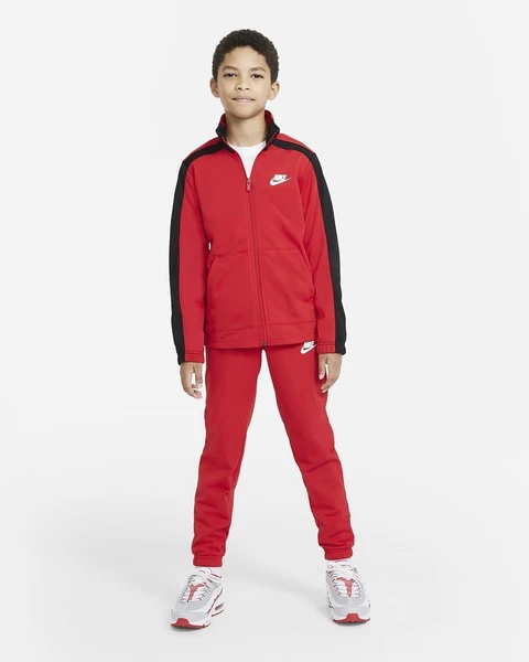 Спортивний костюм підлітковий Nike NSW HBR POLY TRACKSUIT червоно-чорний DD0324-657
