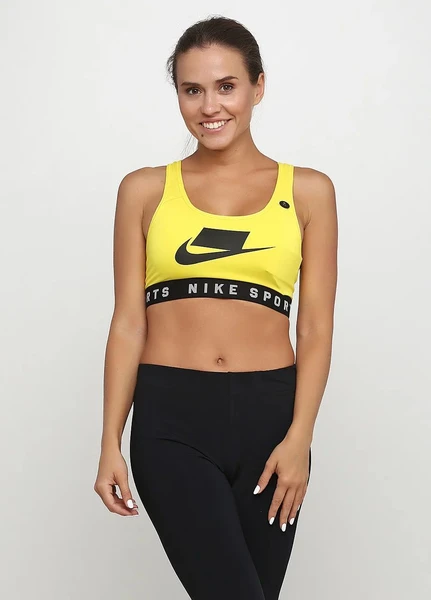 Топик женский Nike MESH BACK SWOOSH BRA желтый AT1764-731