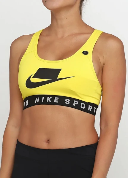 Топік жіночий Nike MESH BACK SWOOSH BRA жовтий AT1764-731