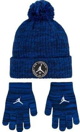 Зимний набор аксессуаров подростковый Nike JORDAN JAN POM BEANIE SET синий 9A0694-U90