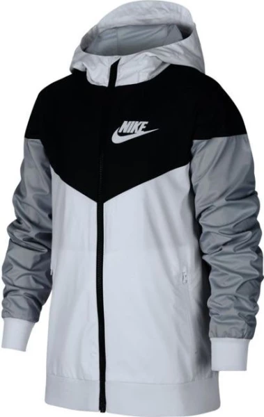 Вітровка підліткова Nike B NSW WR JKT HD біло-чорно-сіра 850443-102